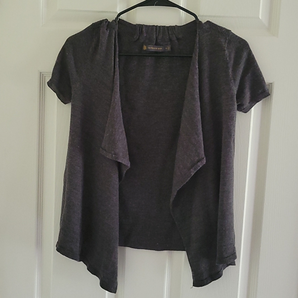XS gray short sleeve cardigan